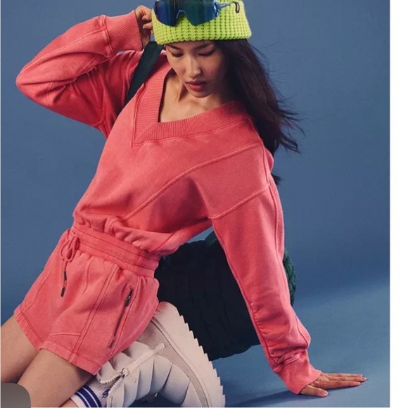 x FP Movement Intercept Romper in Pink V-Neck Sweatshirt and Shorts Set - Picture 2 of 7